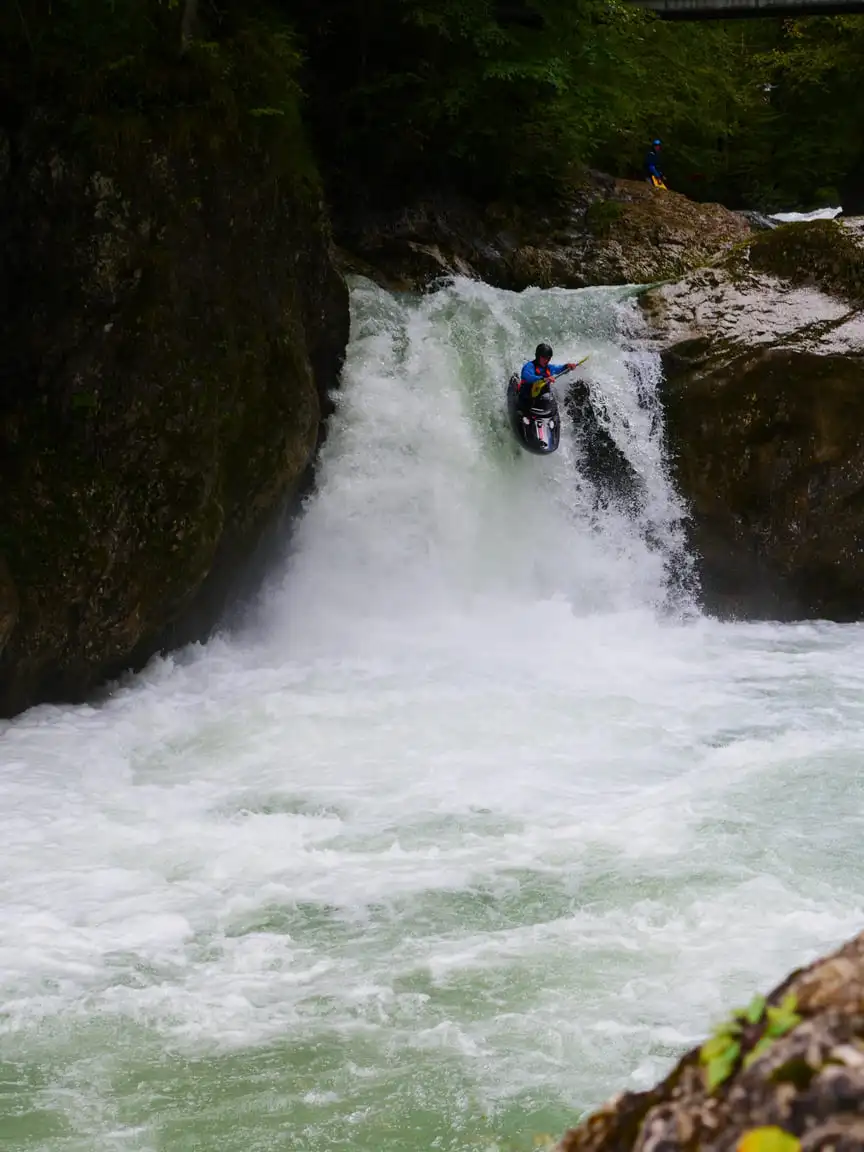 Kayaking down a waterfall with Alpin Kayak Academy